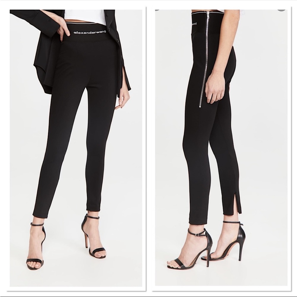 Alexander Wang Leggings with Exposed Zipper & Logo $595 4